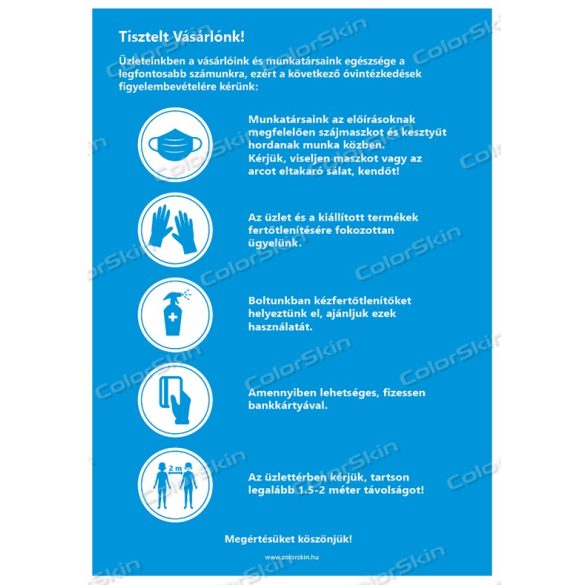 A4-es méretű álló formátumú információs matrica - óvintézkedések