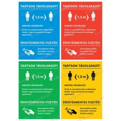   A4-es méretű álló formátumú információs matrica - távolságtartás és érintésmentes fizetés