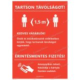 A4-es méretű álló formátumú információs matrica - távolságtartás és érintésmentes fizetés