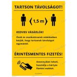 A4-es méretű álló formátumú információs matrica - távolságtartás és érintésmentes fizetés