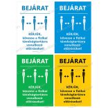 A4-es méretű álló formátumú információs matrica - bejárat és távolságtartás
