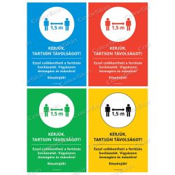   A4-es méretű álló formátumú információs matrica -  Kérjük, tartson távolságot