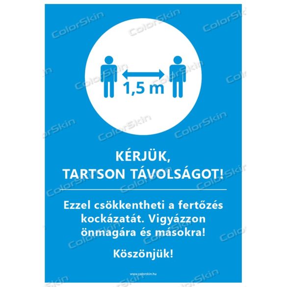A4-es méretű álló formátumú információs matrica -  Kérjük, tartson távolságot