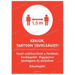 A4-es méretű álló formátumú információs matrica -  Kérjük, tartson távolságot