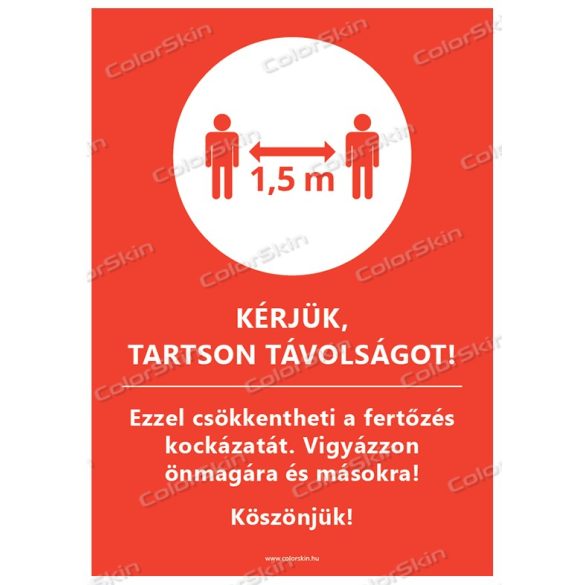 A4-es méretű álló formátumú információs matrica -  Kérjük, tartson távolságot