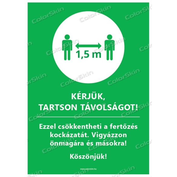 A4-es méretű álló formátumú információs matrica -  Kérjük, tartson távolságot