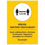 A4-es méretű álló formátumú információs matrica -  Kérjük, tartson távolságot