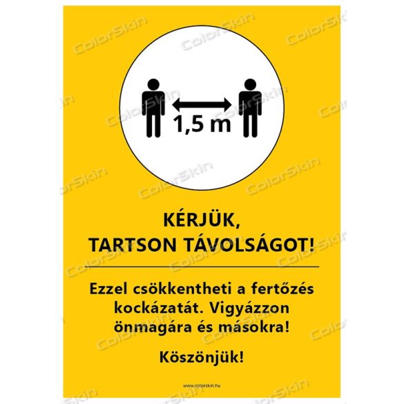 A4-es méretű álló formátumú információs matrica -  Kérjük, tartson távolságot
