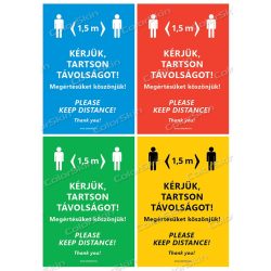   Álló formátumú információs matrica -  Kérjük, tartson távolságot két nyelvű