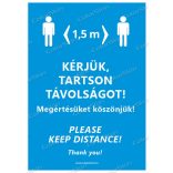 Álló formátumú információs matrica -  Kérjük, tartson távolságot két nyelvű