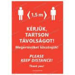 Álló formátumú információs matrica -  Kérjük, tartson távolságot két nyelvű