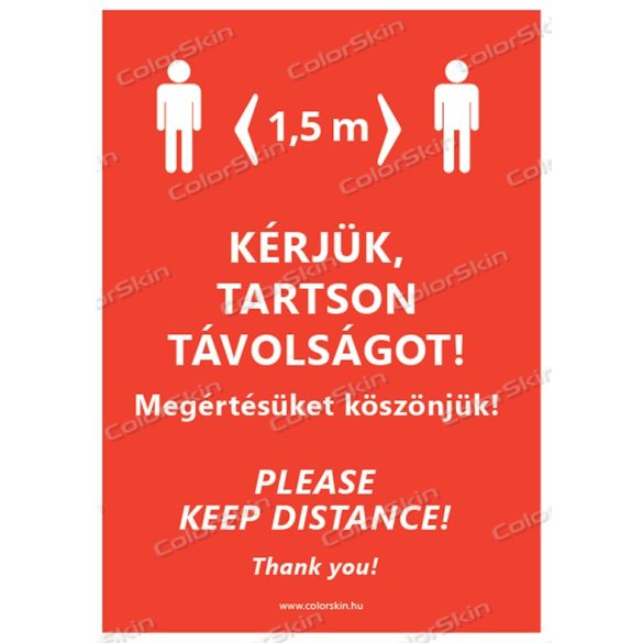 Álló formátumú információs matrica -  Kérjük, tartson távolságot két nyelvű