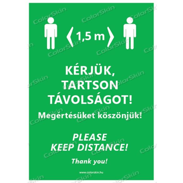 Álló formátumú információs matrica -  Kérjük, tartson távolságot két nyelvű