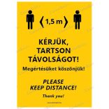 Álló formátumú információs matrica -  Kérjük, tartson távolságot két nyelvű