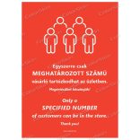 A4-es méretű álló formátumú információs matrica -  Létszámkorlátozás két nyelvű
