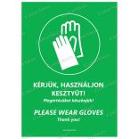 A4-es méretű álló formátumú információs matrica -  Kesztyű két nyelvű