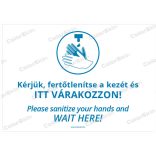 A4-es méretű fekvő formátumú információs matrica - Kézfertőtlenítés két nyelvű