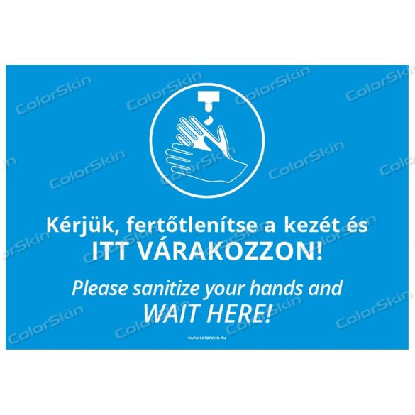 A4-es méretű fekvő formátumú információs matrica - Kézfertőtlenítés két nyelvű