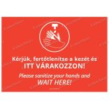 A4-es méretű fekvő formátumú információs matrica - Kézfertőtlenítés két nyelvű