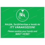 A4-es méretű fekvő formátumú információs matrica - Kézfertőtlenítés két nyelvű
