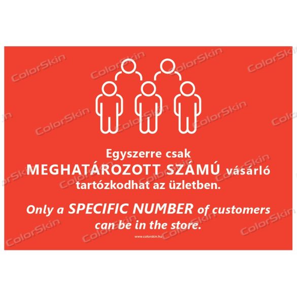 A4-es méretű fekvő formátumú információs matrica - Létszámkorlátozás két nyelvű