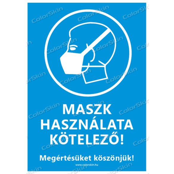 Álló formátumú információs matrica - Maszk 