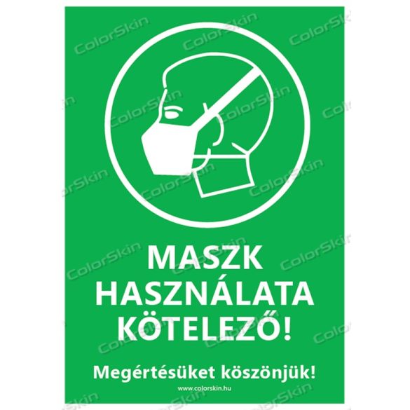 Álló formátumú információs matrica - Maszk 