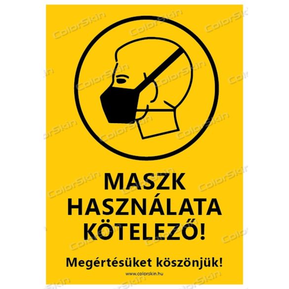 Álló formátumú információs matrica - Maszk 