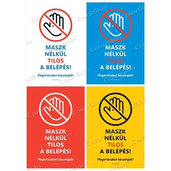 Álló formátumú információs matrica - Maszk nélkül tilos