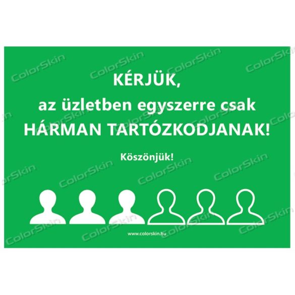 Fekvő formátumú információs matrica - létszámkorlátozás 3 fő