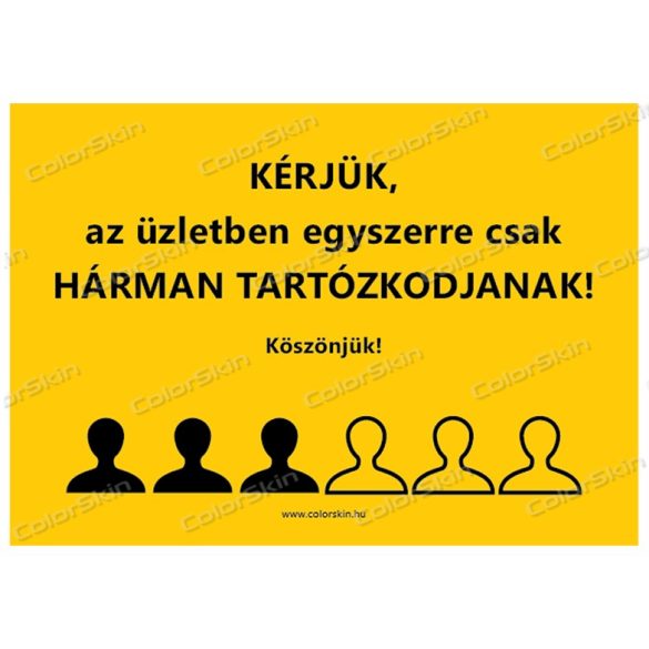 Fekvő formátumú információs matrica - létszámkorlátozás 3 fő
