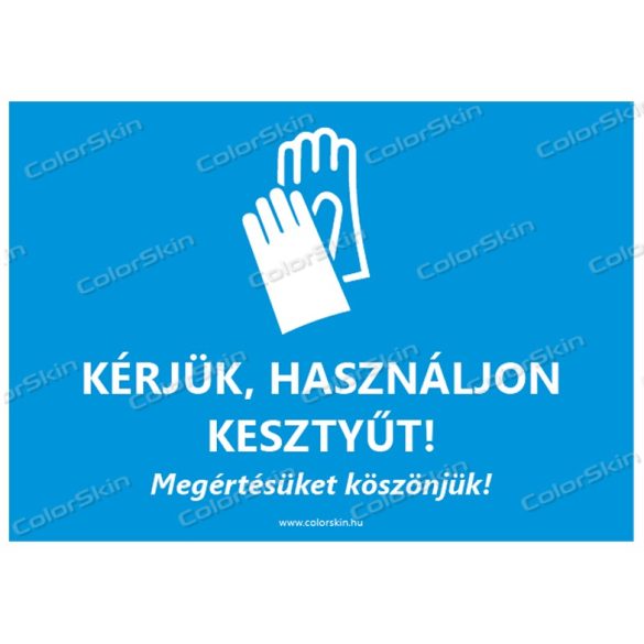 A5-ös méretű fekvő formátumú információs matrica - kesztyű