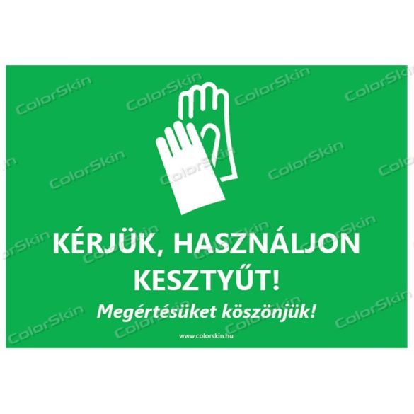 A5-ös méretű fekvő formátumú információs matrica - kesztyű