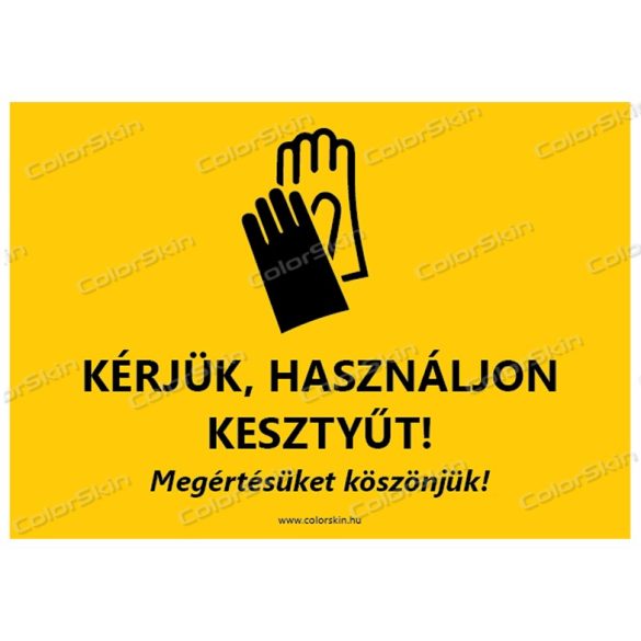 A5-ös méretű fekvő formátumú információs matrica - kesztyű