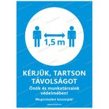 A6-os méretű álló formátumú információs matrica - távolságtartás 