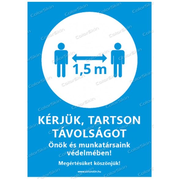 A6-os méretű álló formátumú információs matrica - távolságtartás 