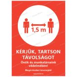 A6-os méretű álló formátumú információs matrica - távolságtartás 