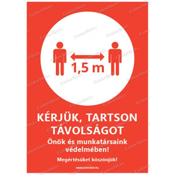 A6-os méretű álló formátumú információs matrica - távolságtartás 