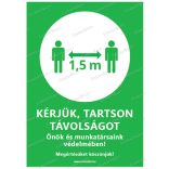 A6-os méretű álló formátumú információs matrica - távolságtartás 