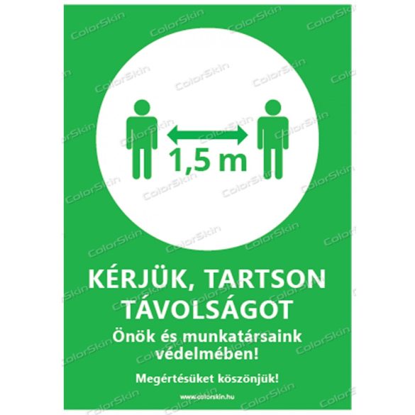 A6-os méretű álló formátumú információs matrica - távolságtartás 
