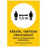 A6-os méretű álló formátumú információs matrica - távolságtartás 
