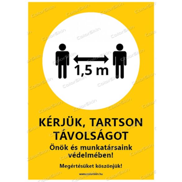 A6-os méretű álló formátumú információs matrica - távolságtartás 