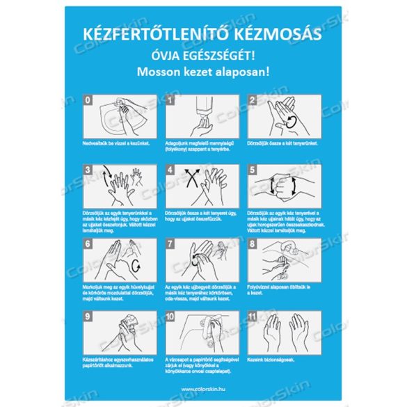 A5-ös méretű álló formátumú információs matrica - kézmosás technika