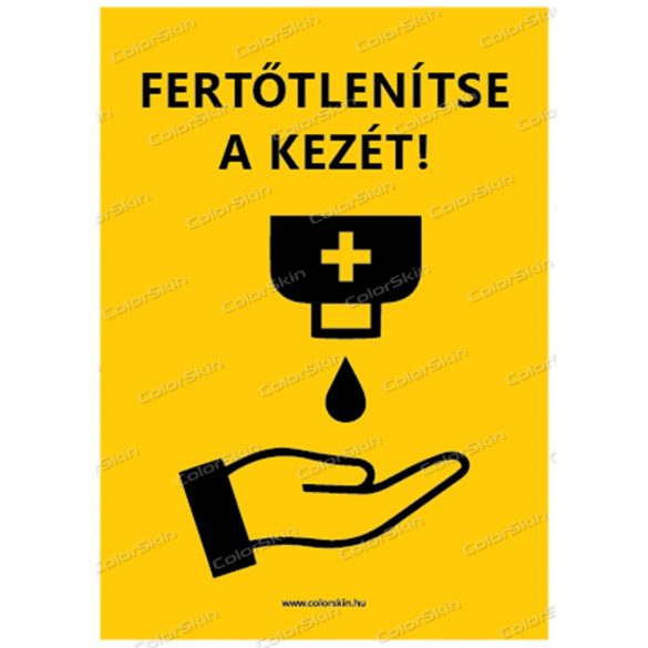 A6-os méretű álló formátumú információs matrica - kézfertőtlenítés 