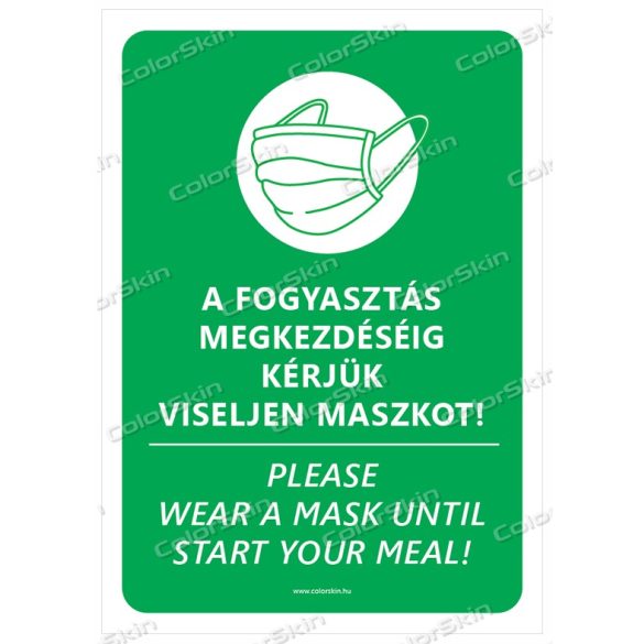 Éttermi maszk használatra felszólító matrica v1 két nyelvű