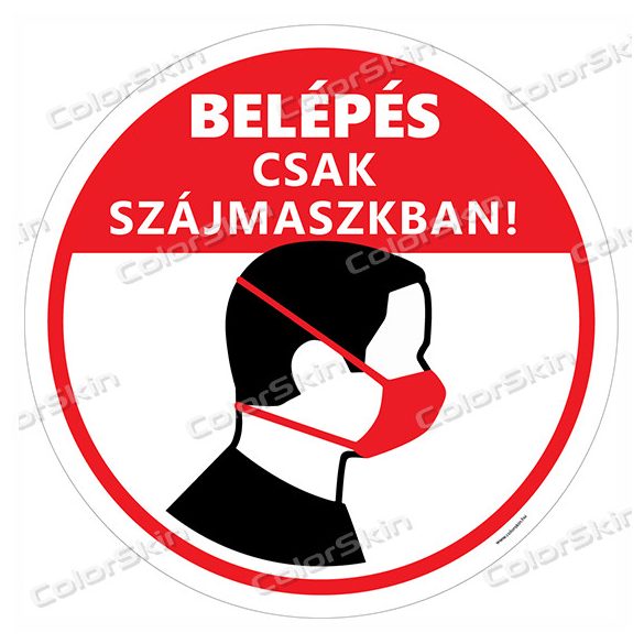 Belépés csak szájmaszkban körmatrica