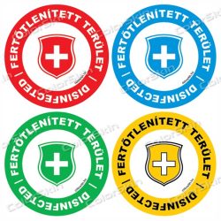 Fertőtlenített terület körmatrica - két nyelven