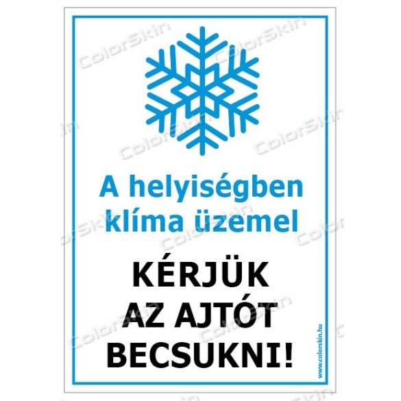Légkondicionált helyiség! matrica