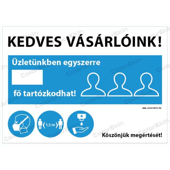 Létszámkorlátozás matrica szabadon  beírható - választható írható felülettel