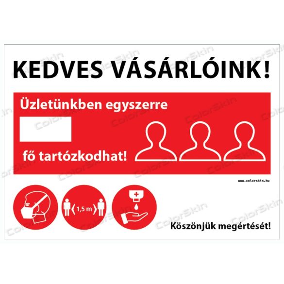 Létszámkorlátozás matrica szabadon  beírható - választható írható felülettel